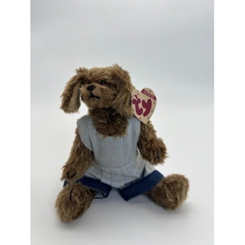 Vintage Ty Attic Treasures Brewster Dog 6034 Plush Striped Overalls With Tags